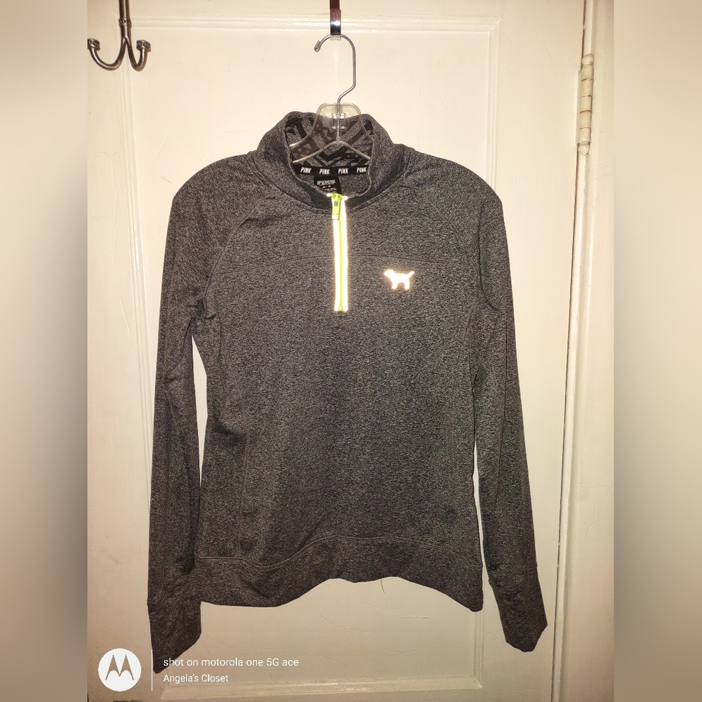 VS PINK ¼ Zip Reflective Pullover with Thumb holes LK New